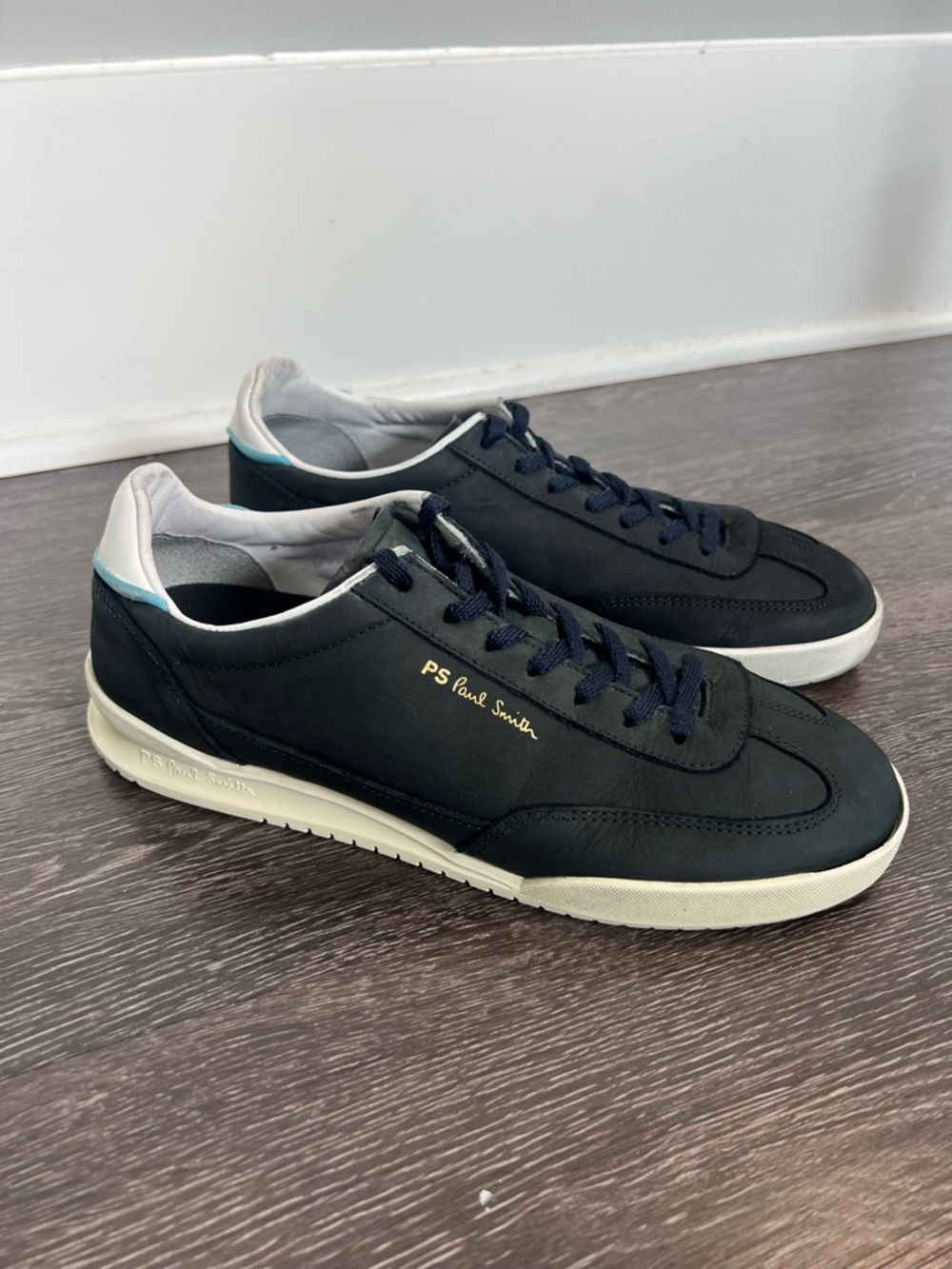 PS Paul Dover Leather Trainers in Navy
